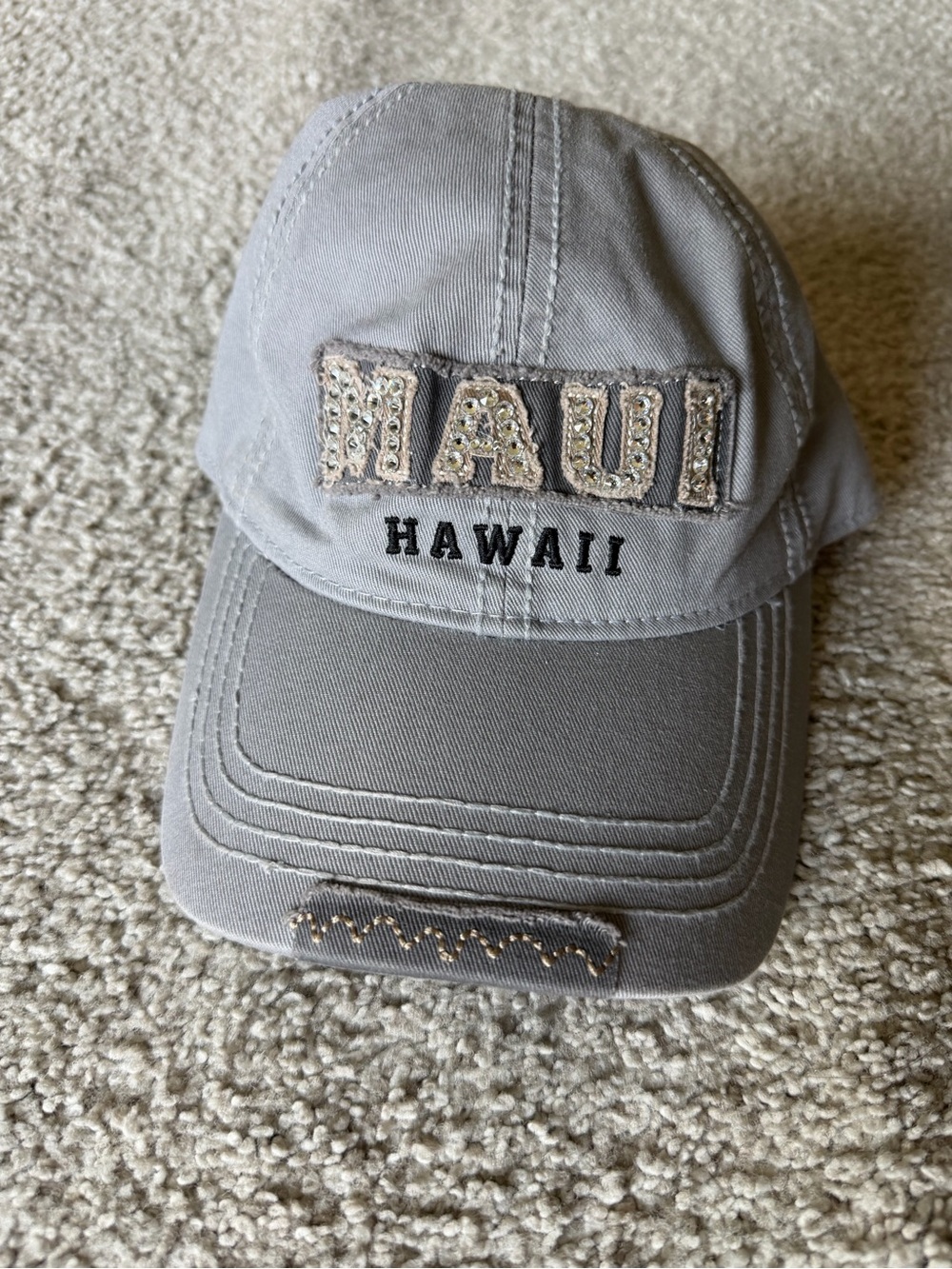 Embellished Gray 'Maui Hawaii' Baseball Cap
